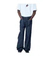 Mugler Men Belted Denim Jeans In Blue