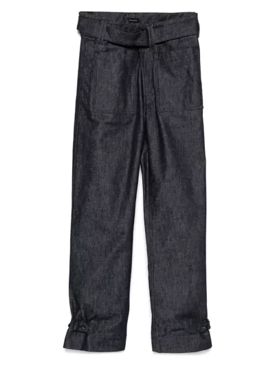Mugler Belted Jeans In Blue