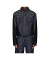 Mugler Bi-color Denim Jacket In Black