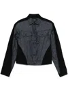 Mugler Bi-color Denim Jacket In Blue