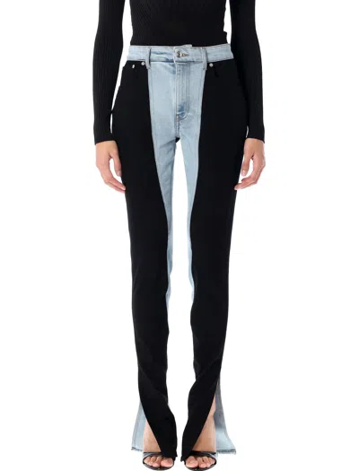 Mugler Bi-color Skinny Jeans In Tokyo Blue/black