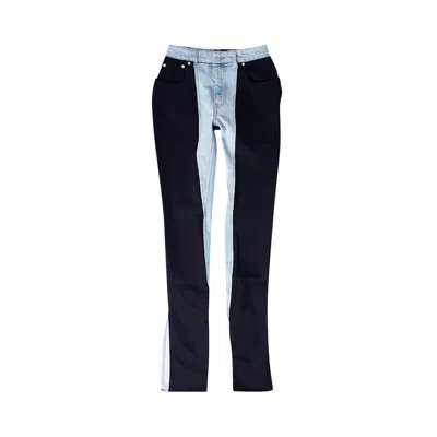 Pre-owned Mugler Bi-color Skinny Jeans 'tokyo Blue/black' | Women's Size 26