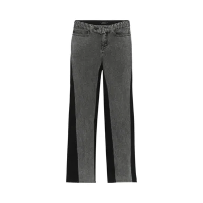 Pre-owned Mugler Bi-tone Straight Leg Jeans 'washed Black/black' | Women's Size 34
