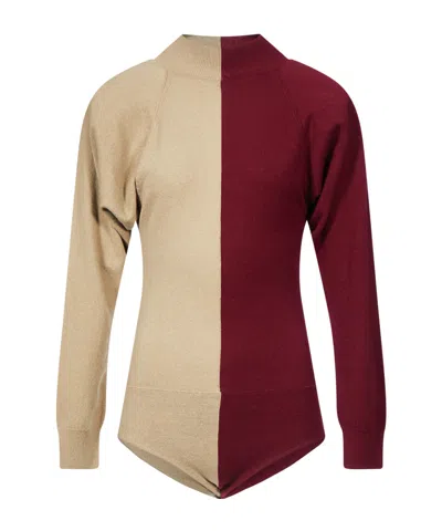 Mugler Bi-color Cashmere Bodysuit In Multi