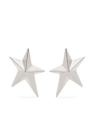 Mugler Silver Armor Earrings In Metallic