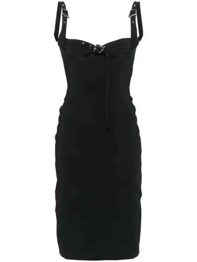 Mugler Knee Length Dress Bustier Neckline In Black
