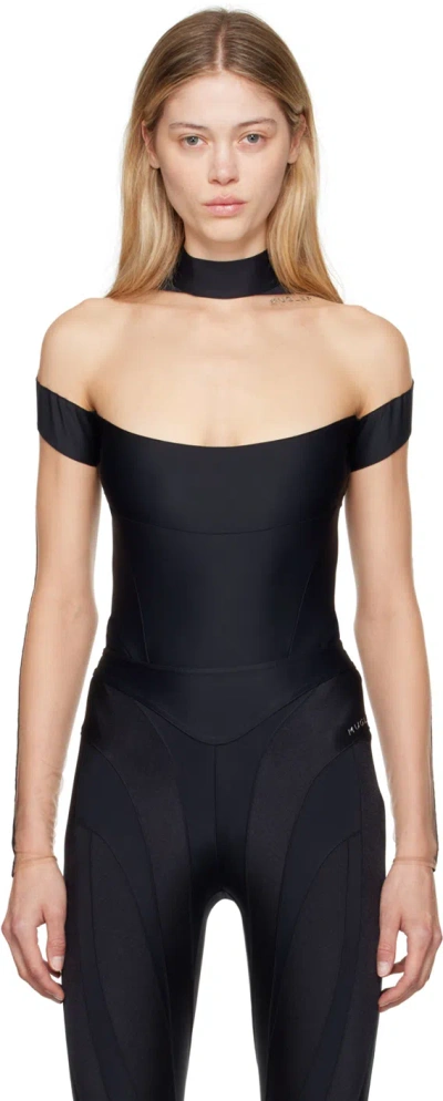 Mugler Black & Beige Illusion Neckline Bodysuit In B99n1 Black/nude01