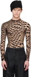 Mugler Star High-neck T-shirt In Nude 01 / Black 2308