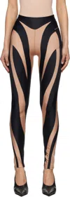 Mugler Black & Tan Spiral Leggings In B2999 Tan/black