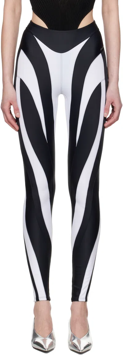 MUGLER BLACK & WHITE ECO SPORT LYCRA LEGGINGS