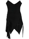 MUGLER BLACK ASYMMETRIC BUSTIER DRESS