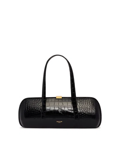 Mugler Black Croc-effect Aurora Bag