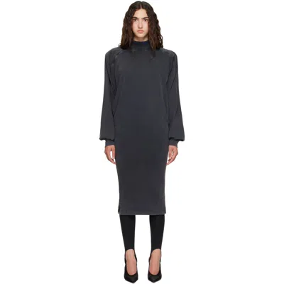 Mugler Black Bat Sleeves T-shirt Midi Dress In 1999black