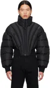 Mugler Logo Short Recycled Poly Puffer Jacket In Black 1999