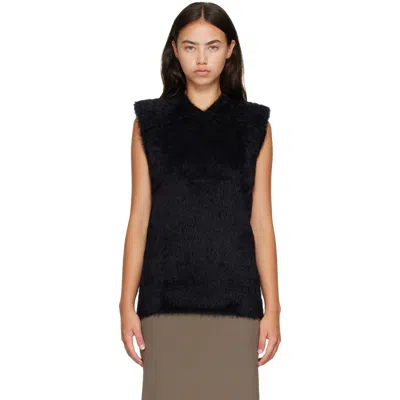 Mugler Black Brushed Knit Sleeveless Vest