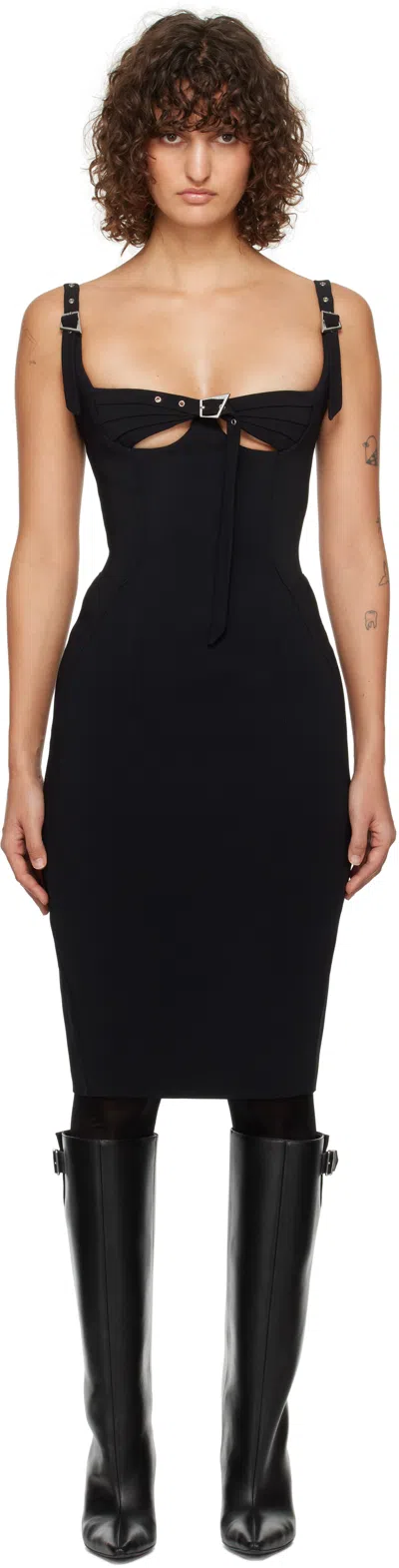 Mugler Dress In Black Viscose