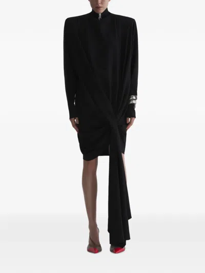 Mugler Black Cascade Boxy Dress