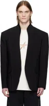 Mugler Black Collarless Tailored Blazer In Black