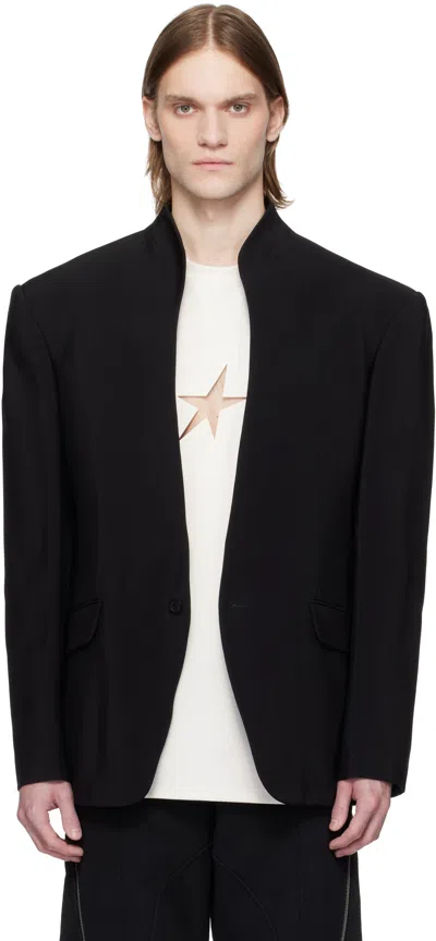 Mugler Black Collarless Tailored Blazer In 1999