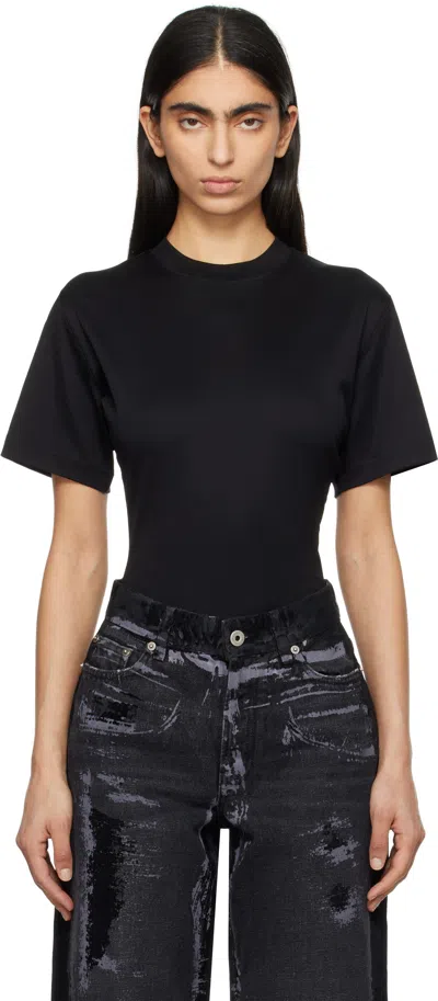 Mugler Black Corset Open Back Jersey Bodysuit In 1999 Black