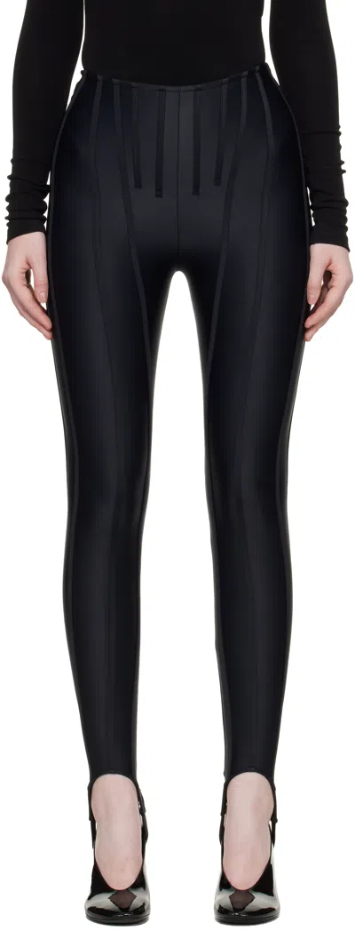 Mugler Black Corseted Leggings