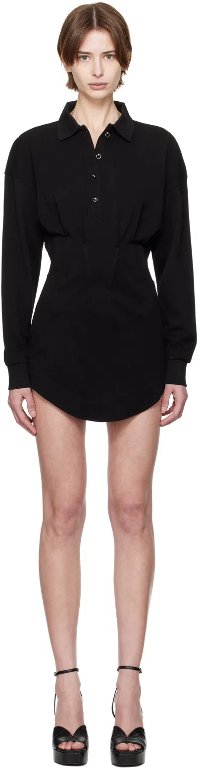 Mugler Black Corseted Polo Minidress In 1999 Black