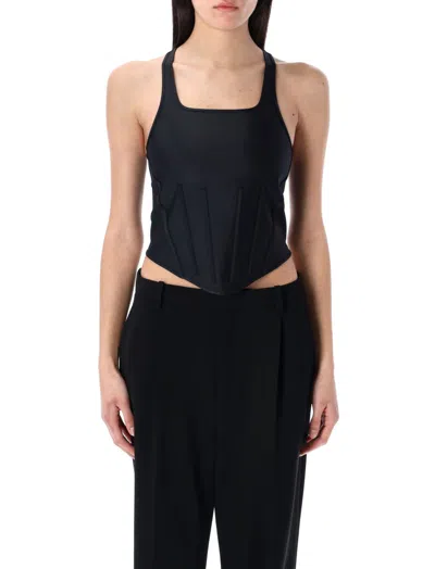 Mugler Black Corseted Tank Top