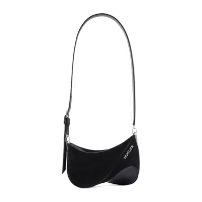 Mugler Black Cotton Curve Bag In White