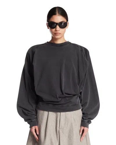 Mugler Black Cotton Sweatshirt In Black Nero   #000000