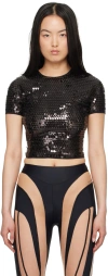 Mugler Tulle Stretch Top With Sequins In 1999 Black