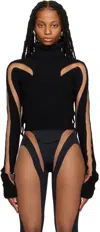 Mugler Black Cropped Turtleneck In B99n1 Black/nude01