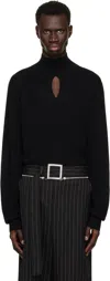 Mugler Black Cut-out Knit Turtleneck In 1999