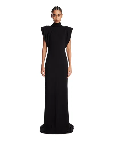 Mugler Black Draped Long Dress
