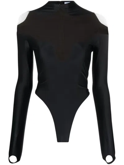 Mugler Black Eco Sport Lycra Bodysuit