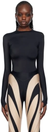 Mugler Black Embossed Bodysuit In 1999 Black