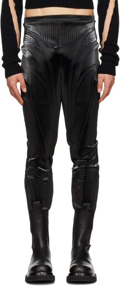 Mugler Black Embossed Trousers In 1999 Black