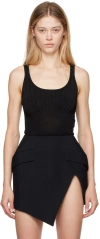 Mugler Black Fitted Tank Top In 1999 Black