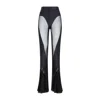 Mugler Flared Sheer Pants With Tulle Ruffles