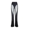 Mugler Flared Sheer Pants With Tulle Ruffles In Black