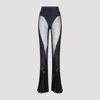 Mugler Flared Sheer Pants With Tulle Ruffles In Black