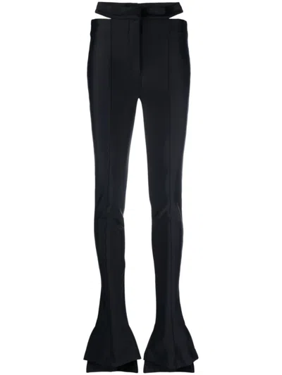 MUGLER BLACK FLARED STRETCH TROUSERS