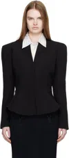 Mugler Black Flared Wool Jacket In Black