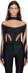 Mugler Black Illusion Bodysuit In 19991 Black Nude 01
