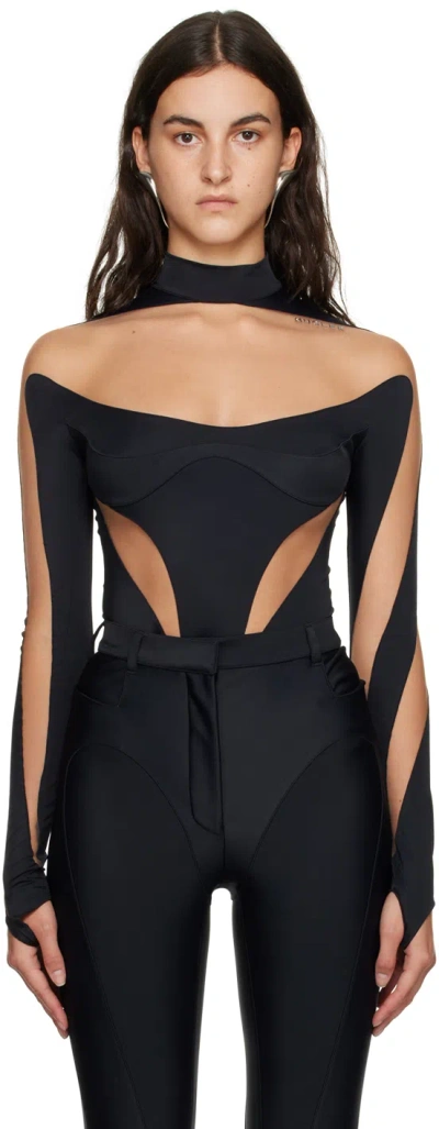 Mugler Black Illusion Bodysuit In 19991 Black Nude 01