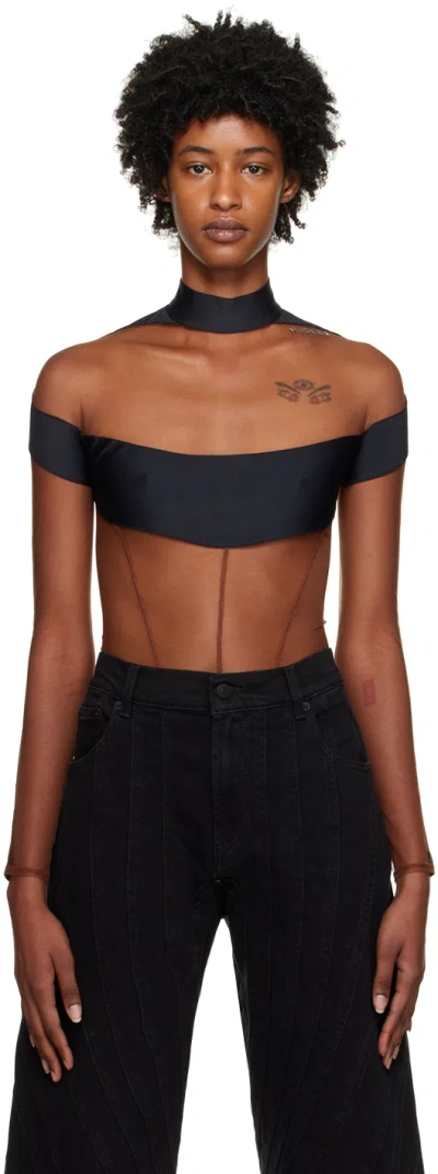 Mugler Black Illusion Bodysuit In 19992 Black Nude 02