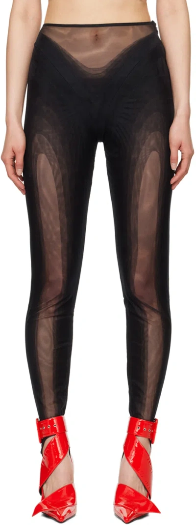Mugler Black Illusion Leggings In T1999 Black/black
