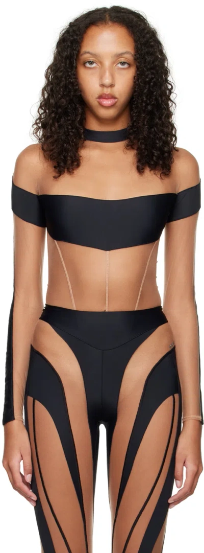 Mugler Black Illusion Sheer Bodysuit In 19991 Black Nude 01