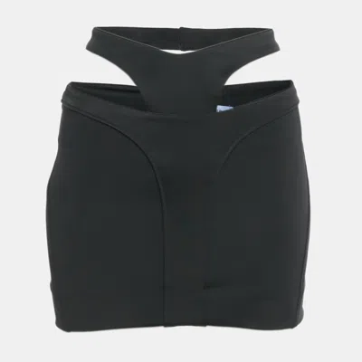 Mugler Black Jersey Cut-out Waist Mini Skirt