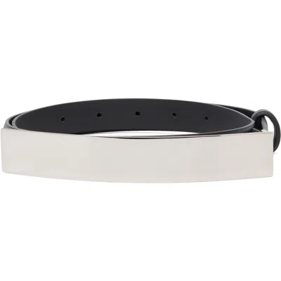 Mugler Black Leather Belt In B9990 - Black / Silv