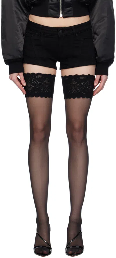 Mugler Black Low-rise Denim Shorts In 1999 Black